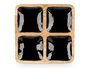 Giftdecor Bandeja Carrée 4 Compartiments Bois Manguier Noir 31 x 3 x 31 cm (Set de 6)