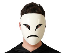 Atosa Masque rigide blanc avec expression en colère et détails noirs