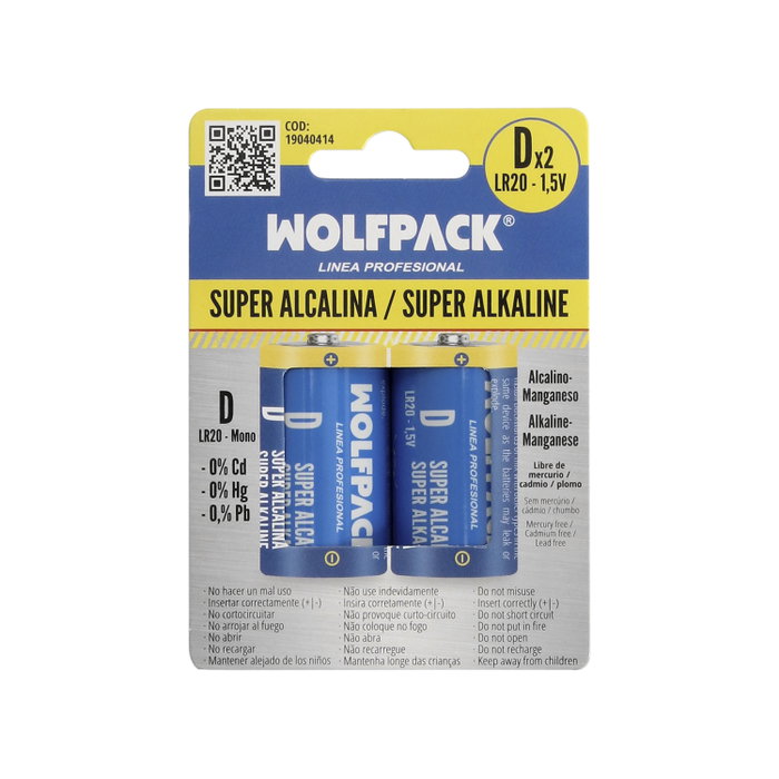 Wolfpack Piles alcalines D LR20, haute capacité, pack de 2 pièces Wolfpack Piles alcalines D LR20, haute capacité, pack de 2 pièces