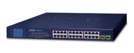 Planet GSW-2620VHP - Commutateur Ethernet 24 Ports 10/100/1000T PoE+ et 2 Ports Gigabit SFP avec LCD