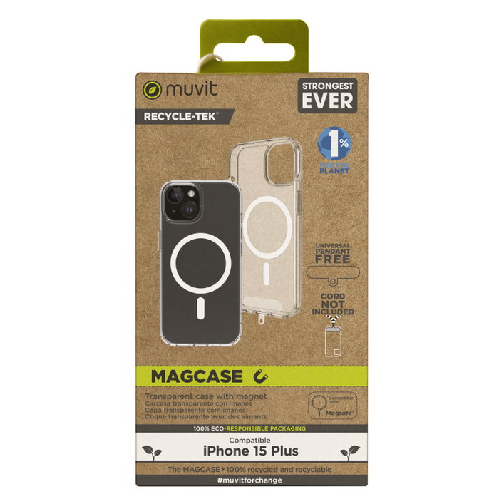 Muvit Recycletek Coque MagSafe pour Apple iPhone 15 - Protection Recyclée et Recyclable Muvit Recycletek Coque MagSafe pour Apple iPhone 15 - Protection Recyclée et Recyclable