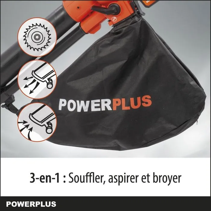 Dual Power Souffleur de Feuilles 3-en-1 à Batterie 40V POWDPG75270 - Vitesse 210 km/h, Sac 45L, sans Batterie ni Chargeur