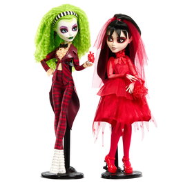 MATTEL Set de 2 Poupées Beetlejuice et Lydia Deetz Monster High Skullector avec Accessoires et Certificat