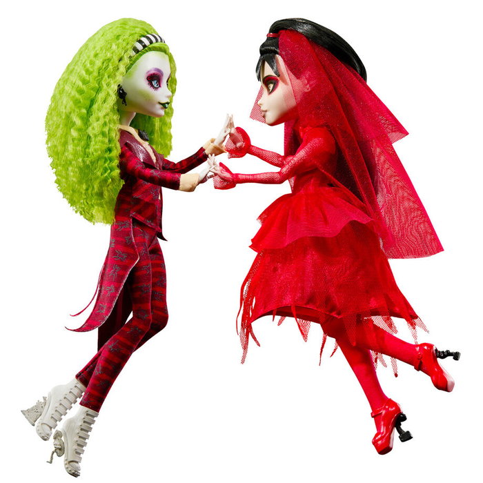 MATTEL Set de 2 Poupées Beetlejuice et Lydia Deetz Monster High Skullector avec Accessoires et Certificat