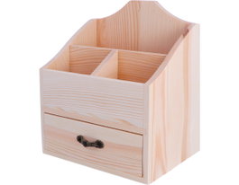 Innspiro Classificateur en bois de pin massif avec tiroir 15x10,5x18cm