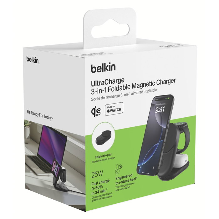 Belkin WIZ037KQ UltraCharge Base de charge Qi2 25W Noir Belkin WIZ037KQ UltraCharge Base de charge Qi2 25W Noir