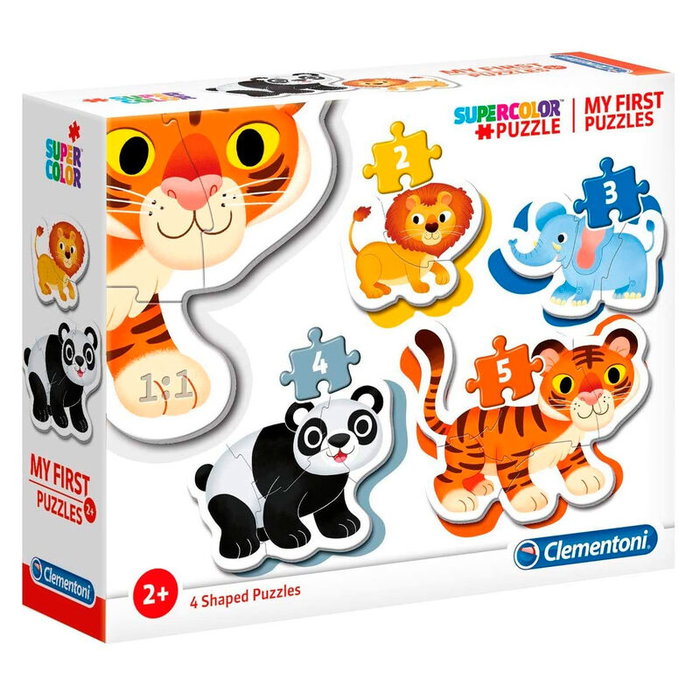 Clementoni Mon Premier Puzzle - Animaux Sauvages - 4 Puzzles Évolutifs 3, 6, 9 et 12 Pièces - Jouet d'Éveil pour Jeunes Enfants