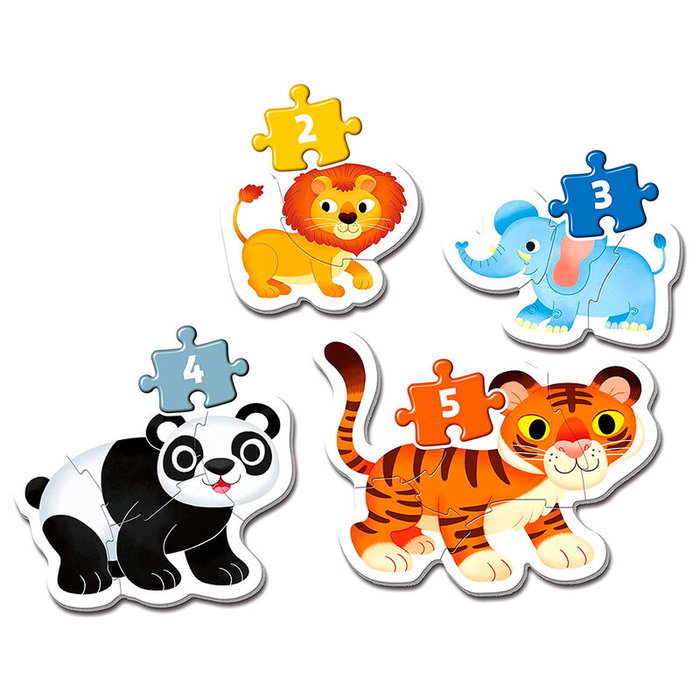 Clementoni Mon Premier Puzzle - Animaux Sauvages - 4 Puzzles Évolutifs 3, 6, 9 et 12 Pièces - Jouet d'Éveil pour Jeunes Enfants