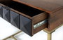 GINER Y COLOMER - Console en bois de manguier et structure en fer, couleur noisette et noir avec tiroirs à motif diamant et pieds de 60 cm