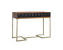 GINER Y COLOMER - Console en bois de manguier et structure en fer, couleur noisette et noir avec tiroirs à motif diamant et pieds de 60 cm