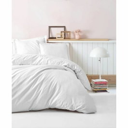 BigBuy Home Parure de couette Satin de coton Blanc 220 x 240 cm