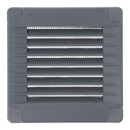 Edm Grille de ventilation carrée avec bouchons et moustiquaire 100x100x7mm ABS gris