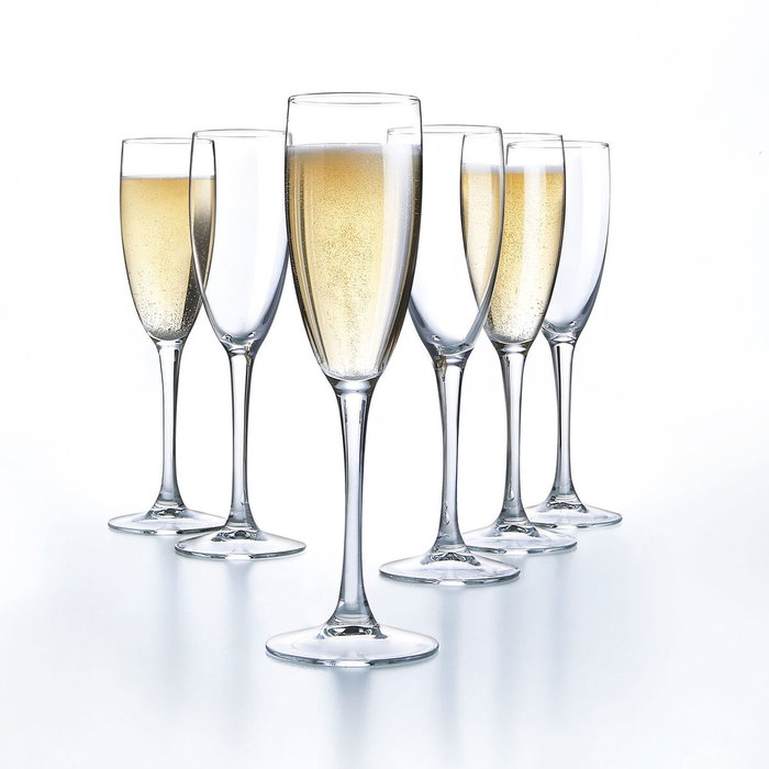 Arcoroc Lot de 6 Verres à Pied Flûte Vina Éco en Verre Transparent 19 cL