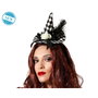 Petit chapeau de sorcière à carreaux avec fleur blanche et noire