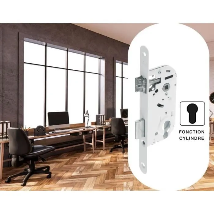 Yale Serrure à encastrer Y50R-A40/B, axe 40 mm, coffre 135 mm, pêne réversible, tête ronde, finition blanc, pour porte de communication résidentielle et tertiaire