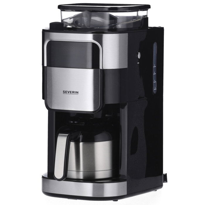 Severin KA 4814 - Cafetière filtre avec broyeur intégré, 8 tasses, Noir/Inox