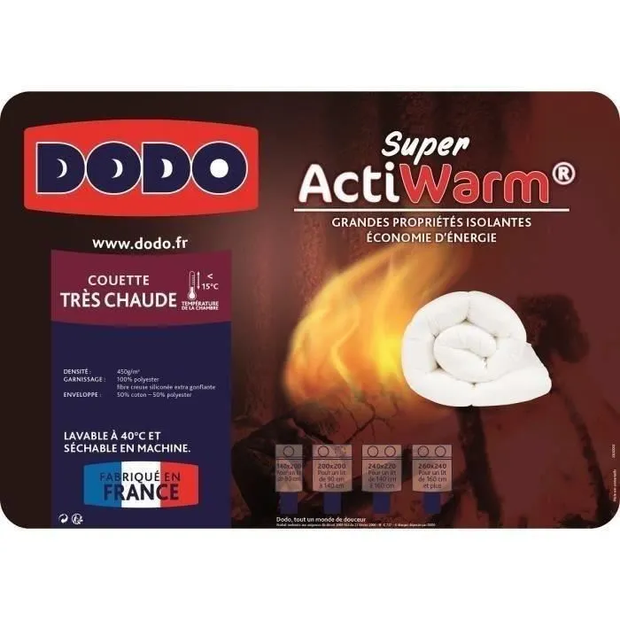 Dodo Couette très chaude Super Actiwarm 450 g/m² 220 x 240 cm - Blanc