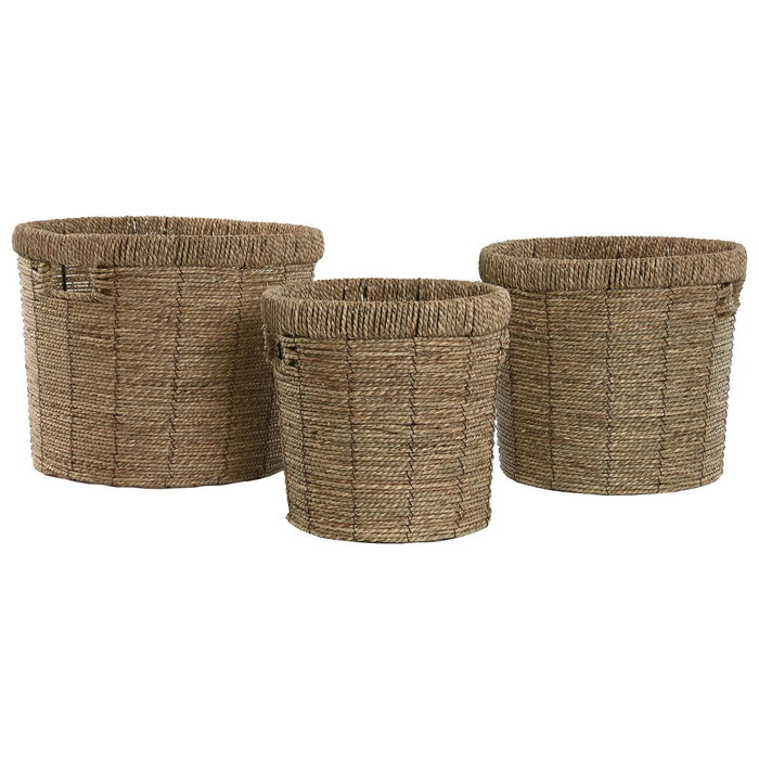 Set de pots de fleurs Home ESPRIT Marron Métal Fibre Tropical 36 x 36 x 29 cm