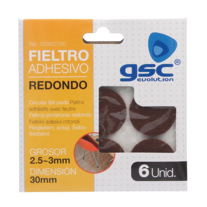 Hantums Set de 4 feutres adhésifs ronds Ø35mm - Marron