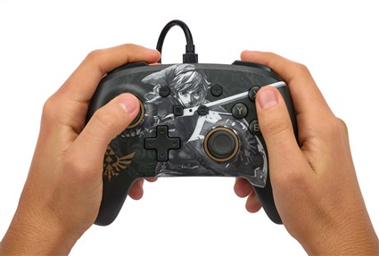 PowerA NSGP0091-01 Manette câblée améliorée avec licence officielle Nintendo pour Switch/OLED - 2 boutons programmables, prise casque, câble USB-C 3m