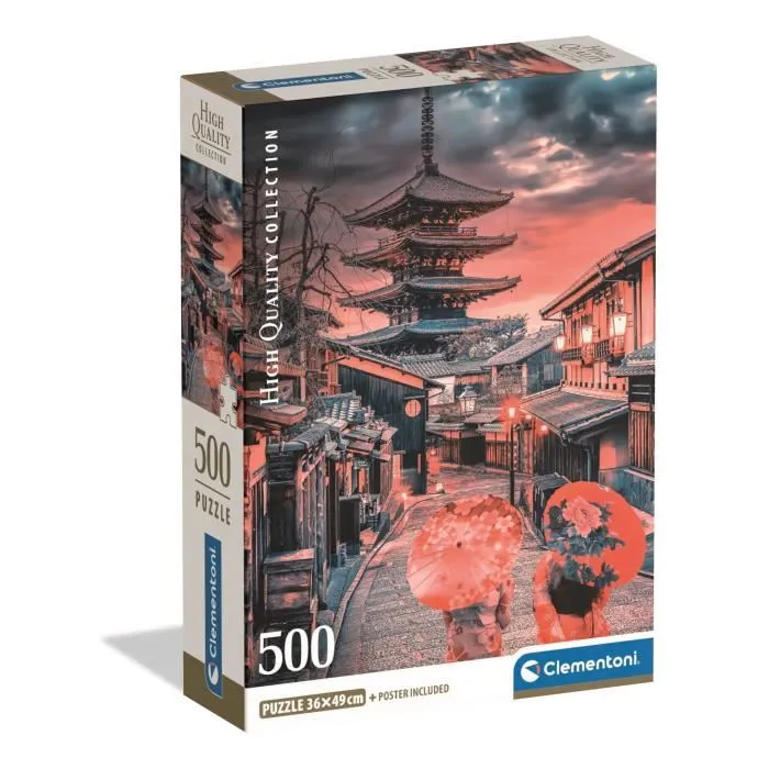 Clementoni Compact - Puzzle 500 Pièces - Soir à Kyoto - Avec Poster - Format 49 x 36 cm - Boîte de Rangement Compacte Clementoni Compact - Puzzle 500 Pièces - Soir à Kyoto - Avec Poster - Format 49 x 36 cm - Boîte de Rangement Compacte