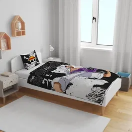 One Piece Parure de lit licence ONE PIECE - Luffy Gear 5 en microfibre - Housse de couette 140 x 200 cm avec 1 taie d'oreiller 63 x 63 cm