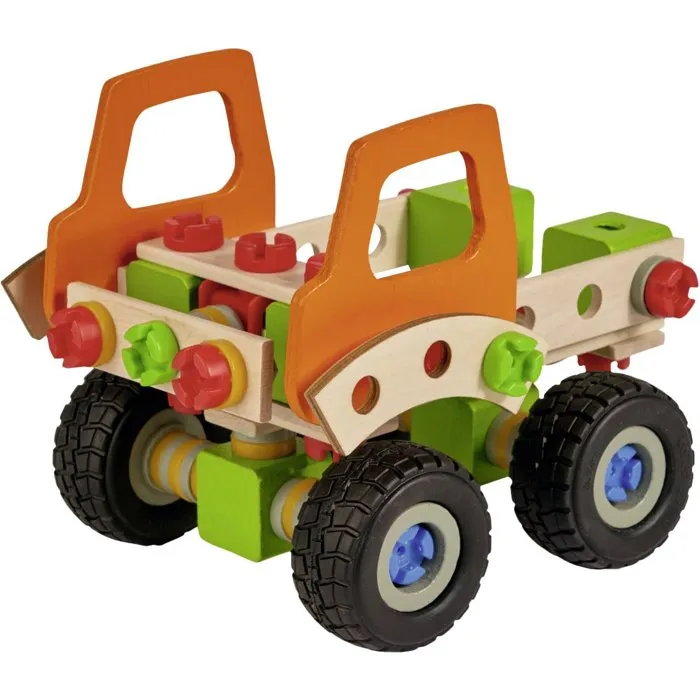 HEROS Constructor - Chargeuse sur roues à construire - Jeu de construction en bois FSC 140 pièces - Pour enfants dès 5 ans