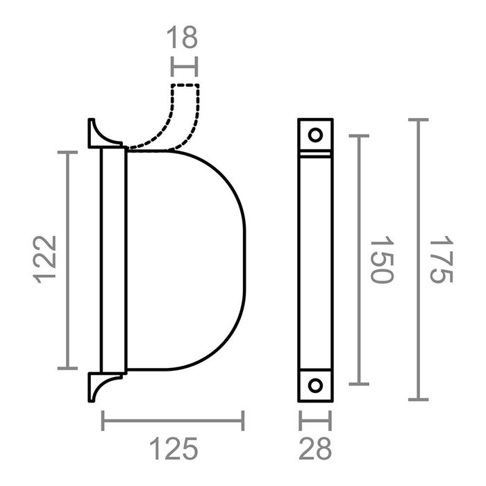Edm PR02 Recogedor abatible extérieur blanc 18 mm 175 x 32 x 120 mm