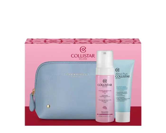 Collistar Set de soins Lenitiva et Pure Actives avec pochette bleue Collistar Set de soins Lenitiva et Pure Actives avec pochette bleue