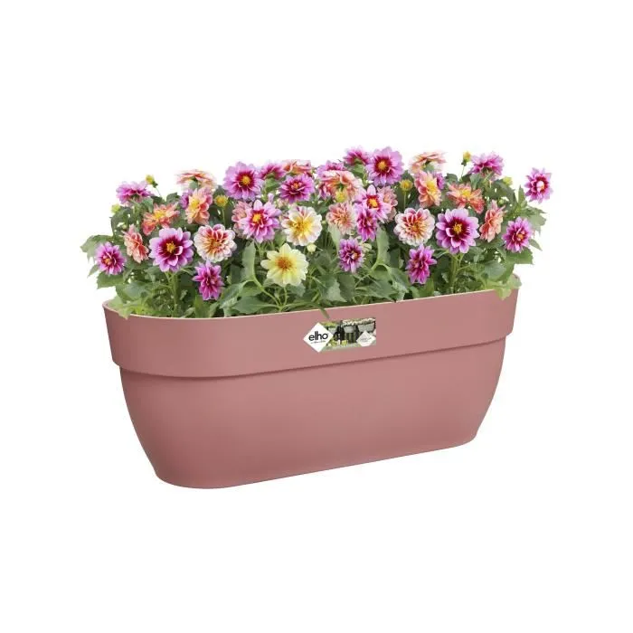 ELHO Pot de fleurs Vibia Campana Easy Hanger Large, balconnière extérieure rectangulaire, rose poussière, L 24.1 x l 46 x H 26.5 cm en polypropylène régénéré