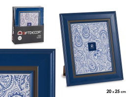 Giftdecor Porte-photos 20x25 cm Bleu foncé avec cadre en plastique et verre (Set de 24)