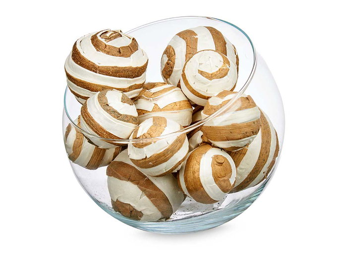 Giftdecor Lot de 3 Boules de Noël avec Sac – Bois et Fibre Naturelle – Blanc et Marron 14x31x10 cm (Set de 12)