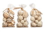 Giftdecor Lot de 3 Boules de Noël avec Sac – Bois et Fibre Naturelle – Blanc et Marron 14x31x10 cm (Set de 12)