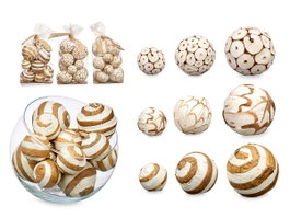 GIFTDECOR Set de 12 boules décoratives assorties, Blanc-Marron