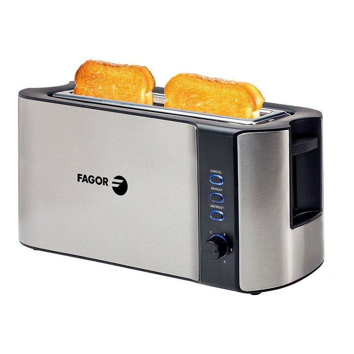Fagor Bigtoast Steel Tostadora 1 Ranura 1000W avec 6 Niveaux de Toast et Fonction Décongélation Fagor Bigtoast Steel Tostadora 1 Ranura 1000W avec 6 Niveaux de Toast et Fonction Décongélation
