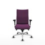 Piqueras Y Crespo Silla Albacete confidente, mécanisme Synchro, Similpiel Morado, Base aluminium, Brazos 1D, Ruedas 65 mm