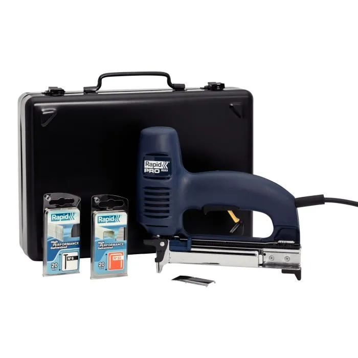 RAPID Agrafeuse électrique professionnelle PRO R553 pour tissus, moquette, cuir - Agrafes 53, clous 8 - 8-20 mm, puissante et robuste