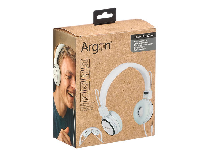 Argon Casque Audio Filaire Blanc 18 x 6,5 x 6,5 cm Plastique (Set de 12)