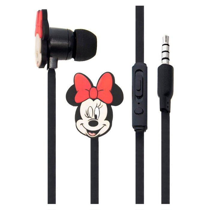 ERT GROUP Casque audio à écouteurs Disney Minnie avec télécommande multifonction, câble jack 3.5 mm de 1.2 m, 10 mm, certifié Reach, ROHS et CE