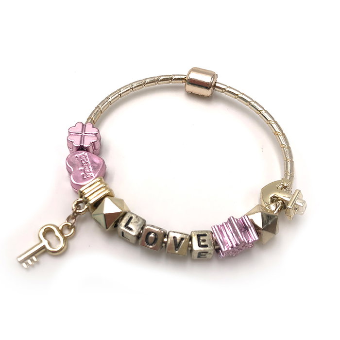 Tachan - Kit Créatif de Perles Doré Rose pour Bijoux - Formes Géométriques, Lettres et Pendentifs - Boîte Mallette - À Partir de 5 Ans