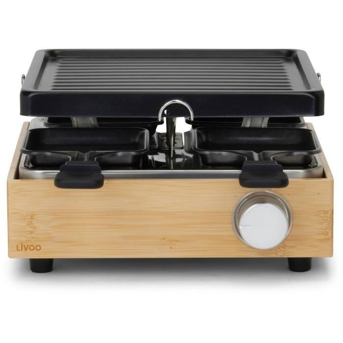 Livoo DOC311 Appareil à raclette 4 personnes, 800W, Noir et beige Livoo DOC311 Appareil à raclette 4 personnes, 800W, Noir et beige