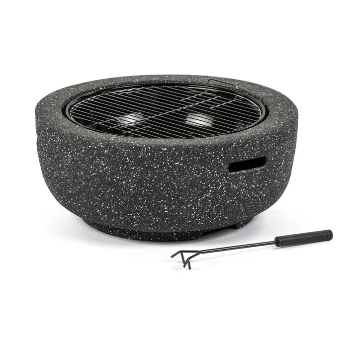 Fieldmann FZG 1030G Brasero en MgO brûlé pour jardin - Foyer 60 cm, grille chromée 43 cm, hauteur de cuisson 25 cm, idéal pour grillades au bois