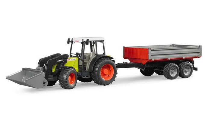 Bruder Claas Nectis 267 F - Tractor agricole avec pelle frontale et remorque - Jouet 33 x 13 x 15 cm - En espagnol