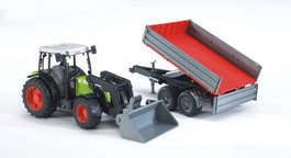 Bruder Claas Nectis 267 F - Tractor agricole avec pelle frontale et remorque - Jouet 33 x 13 x 15 cm - En espagnol