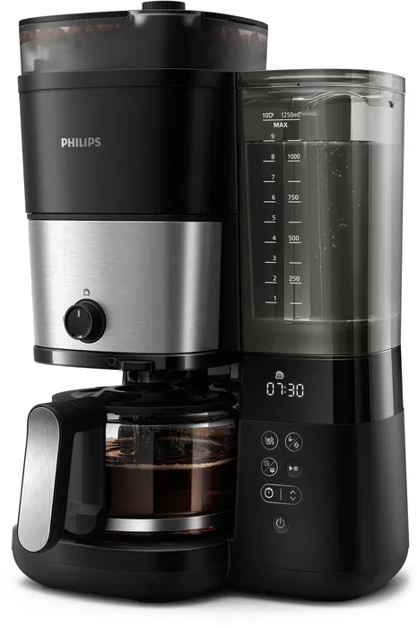 Philips HD7888/01 Cafetière filtre Grind & Brew avec broyeur intégré - Programmable - Capacité 1.25L (10 tasses) - Maintien au chaud - Écran LED