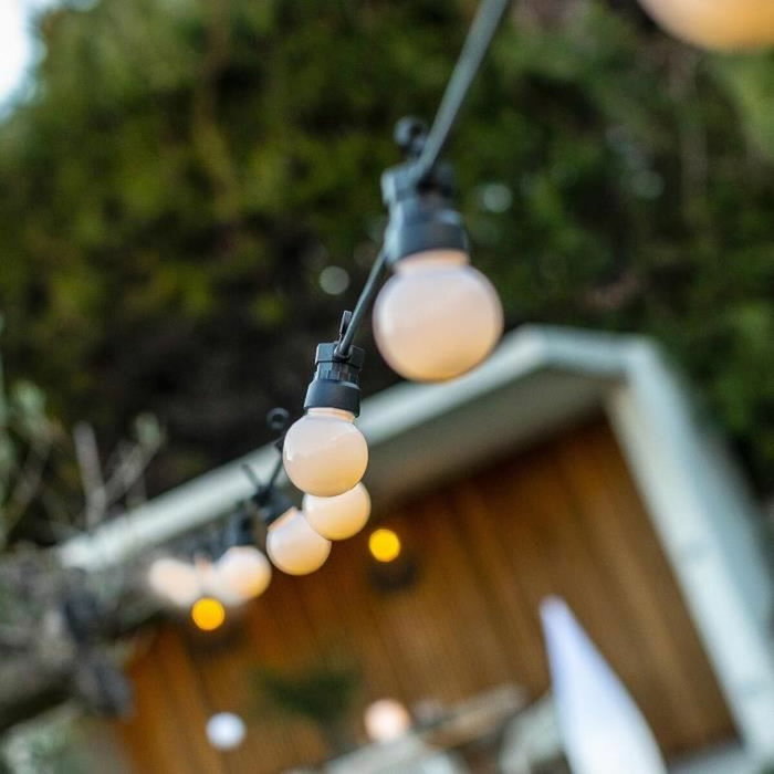 Lumisky Guirlande lumineuse solaire Party Milky Solar 5,70 m, 10 globes blanc chaud LED