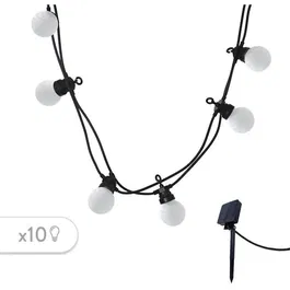 Lumisky Guirlande Solaire Lumineuse LED PARTY MILKY SOLAR - 10 Globes Blanc Chaud, 5.70 m, 8 Modes