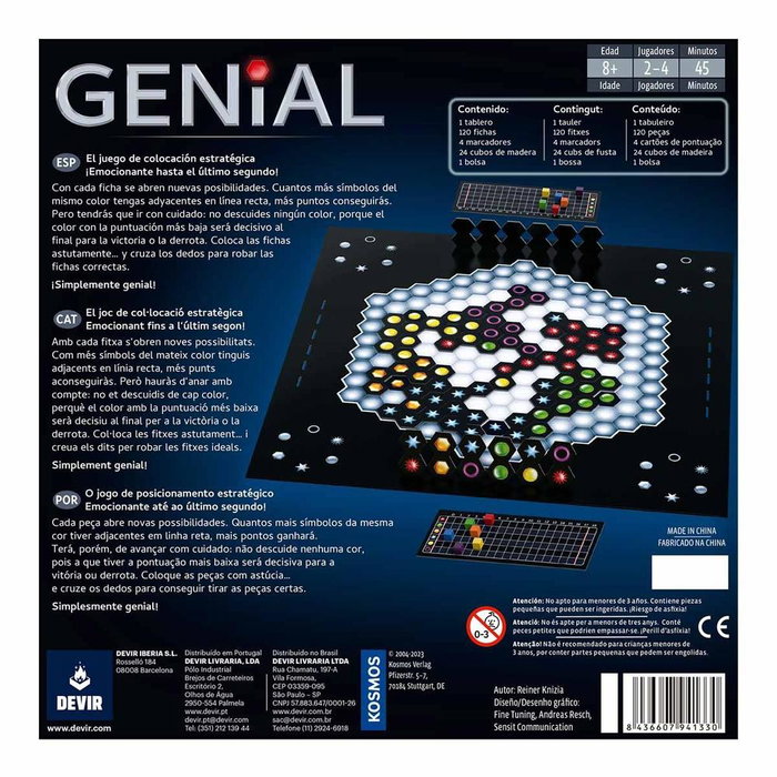 Devir Genial 2024 - Jeu de société stratégique multilingue (espagnol, portugais, catalan)