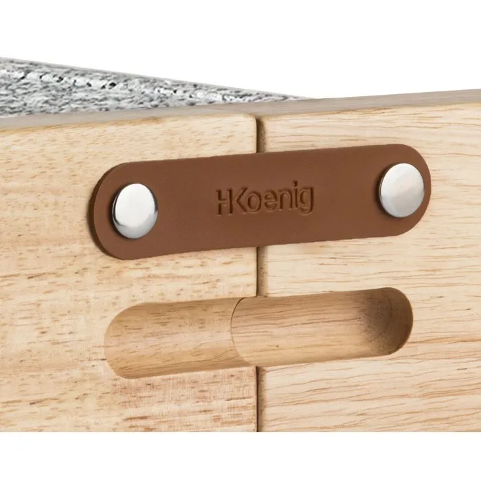 Hkoenig WOD362 Appareil à Raclette 1400 W - Pierre de Cuisson Naturelle Rotative - Design Bois - Pour 8 Personnes avec 8 Pœlons et Spatules