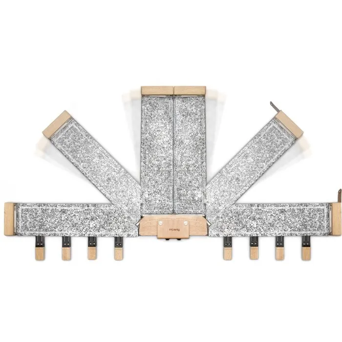 Hkoenig WOD362 Appareil à Raclette 1400 W - Pierre de Cuisson Naturelle Rotative - Design Bois - Pour 8 Personnes avec 8 Pœlons et Spatules